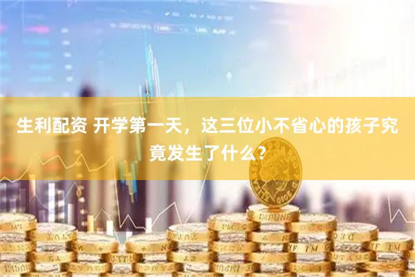 生利配资 开学第一天，这三位小不省心的孩子究竟发生了什么？