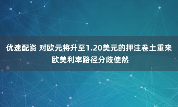 优速配资 对欧元将升至1.20美元的押注卷土重来 欧美利率路径分歧使然